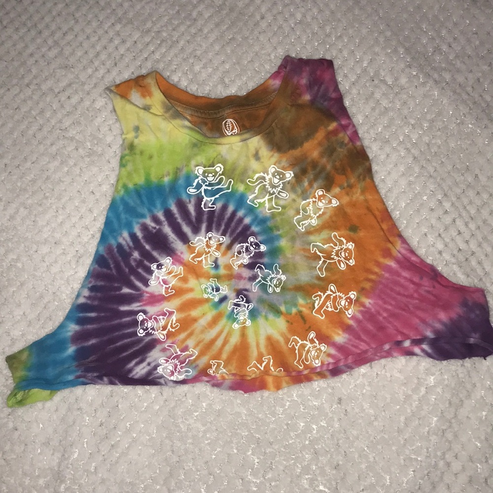cropped rainbow tie-dye tank top